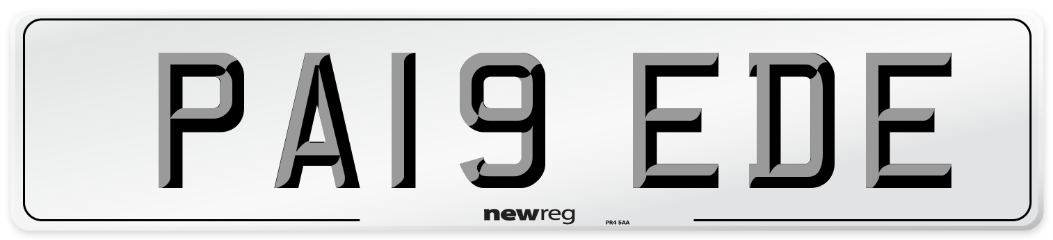 PA19 EDE Number Plate from New Reg